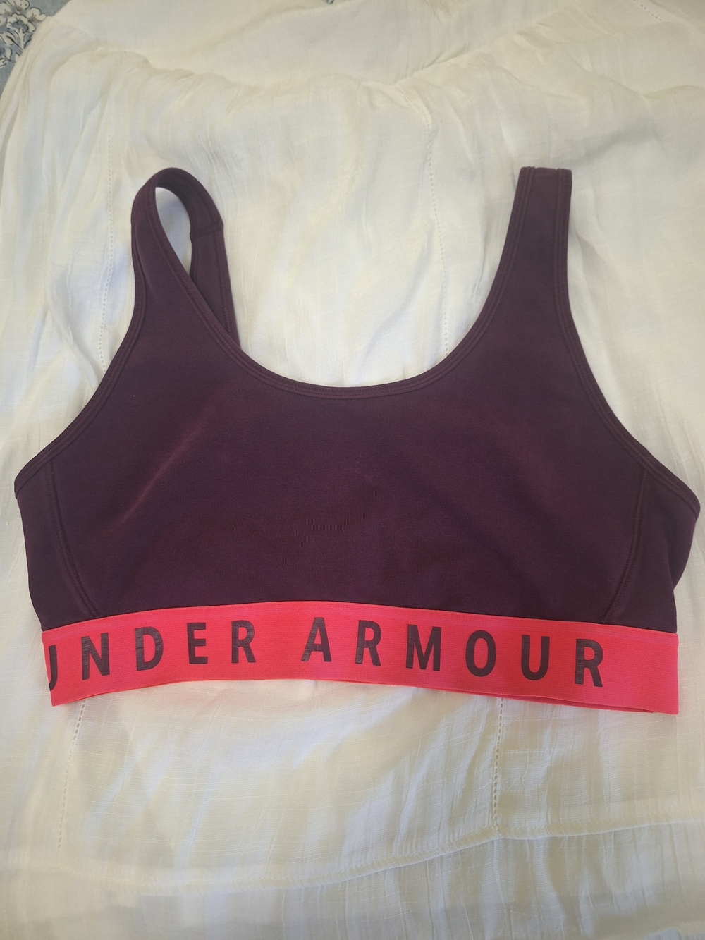 Under Armour Plum Sports Bra with Pink Logo Band